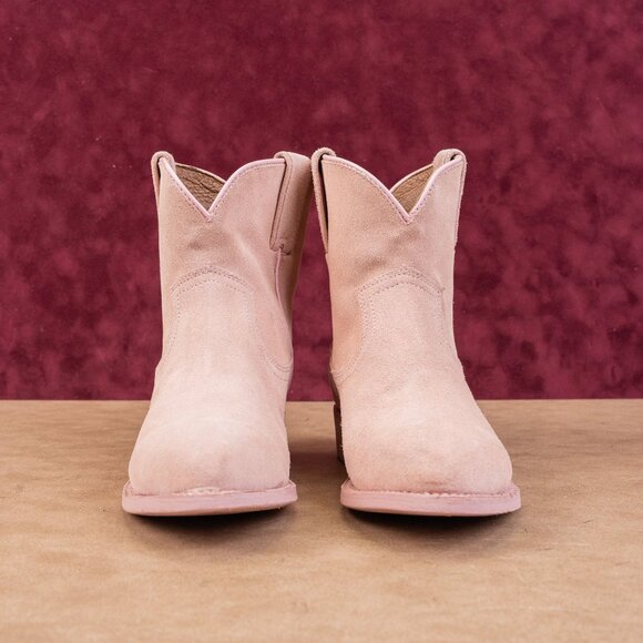 Frye Women Billy Short Tab Dusty Pink Suede Low Cowboy Western Boots size 6.5 - Picture 3 of 8
